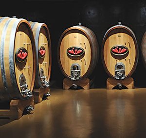 close up of wine barrels at Stoutridge Vineyard & Distillery.