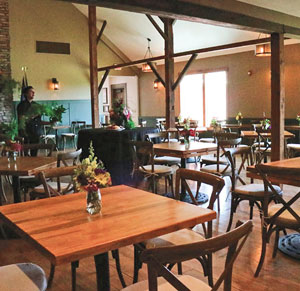 Interior of table and dining room at Tillys Restaurant.