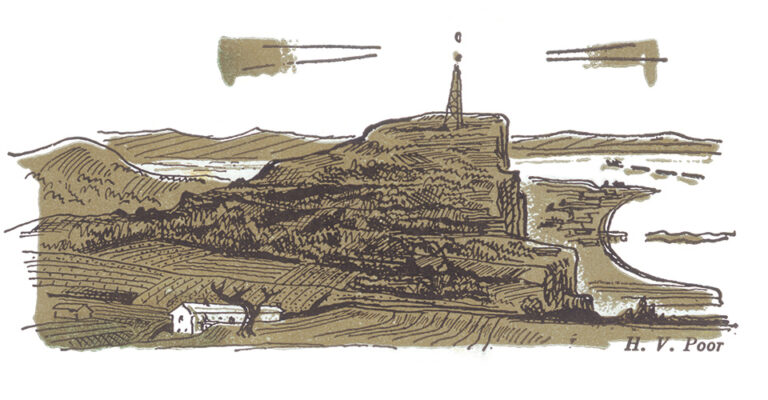 wine label art showing a landscape illustrations