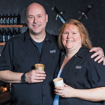 owner of Herderberg Meadworks with his wife